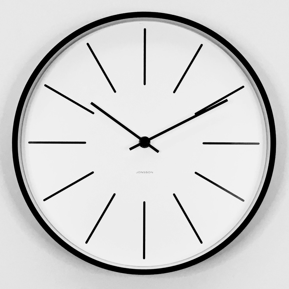Jonsson Black and White 12" Silent Wall Clock