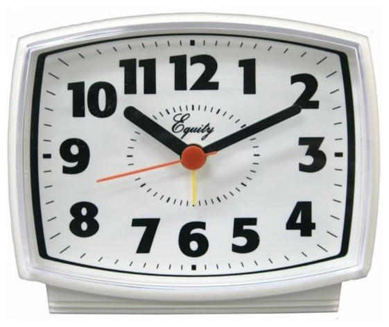 Equity® 33100 Electric Analog Alarm Clock with White Case & Lighted Dial
