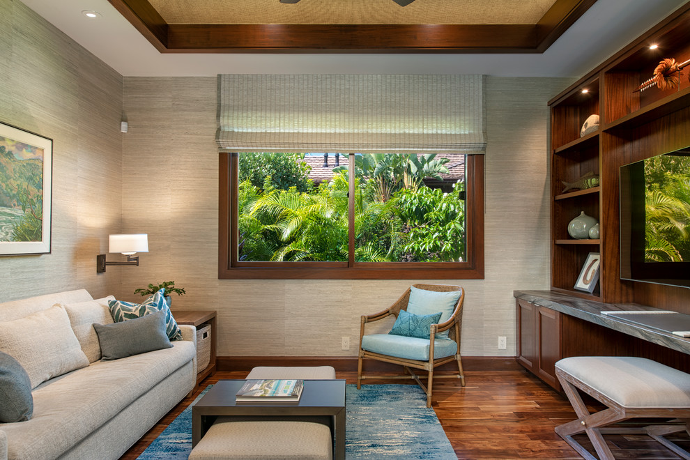 This is an example of a tropical home office in Hawaii.
