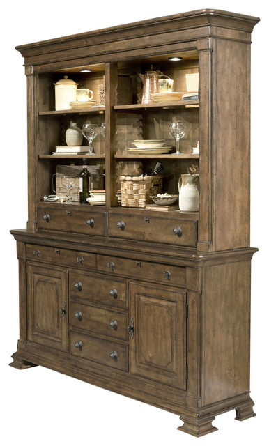 Kincaid Portolone Credenza With Hutch, Rich Truffle - Traditional ...