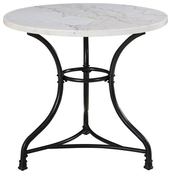 Steve Silver Claire Round Marble Top Cafe Dining Table in White/Black