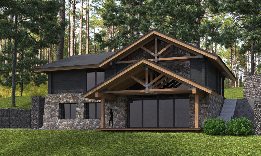 дизайн-проект интерьера деревянного загородного дома