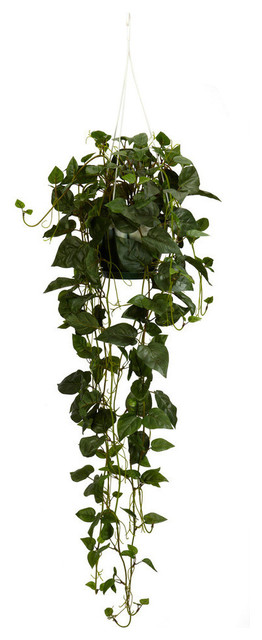 Nearly Natural 4762 Philodendron Hanging Basket Decorative Silk Plant Green 