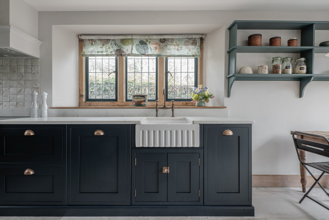 Dark Blue Bespoke Shaker Kitchen transitional-kitchen