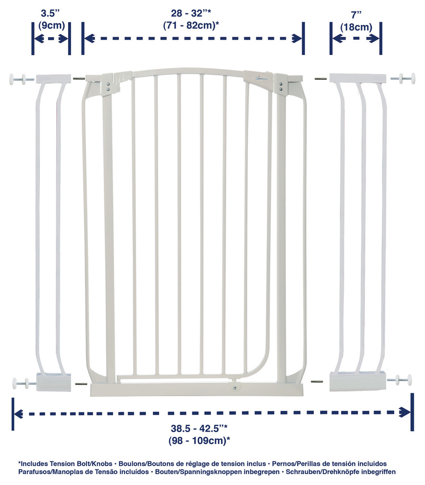 Dreambaby Chelsea Xtra Tall Swing Close Gate Combo Pack, White