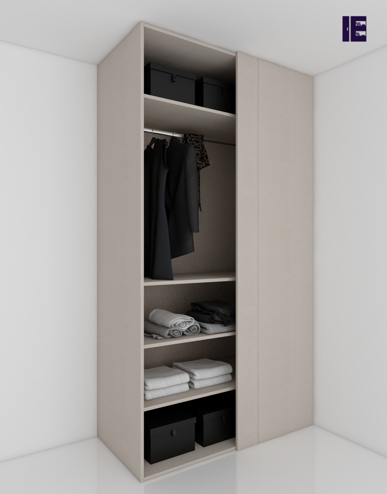 This is an example of a medium sized contemporary standard wardrobe in London.