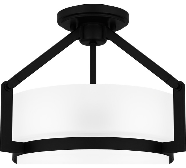 2Light Semi Flush Mount in Matte Black Transitional Flushmount