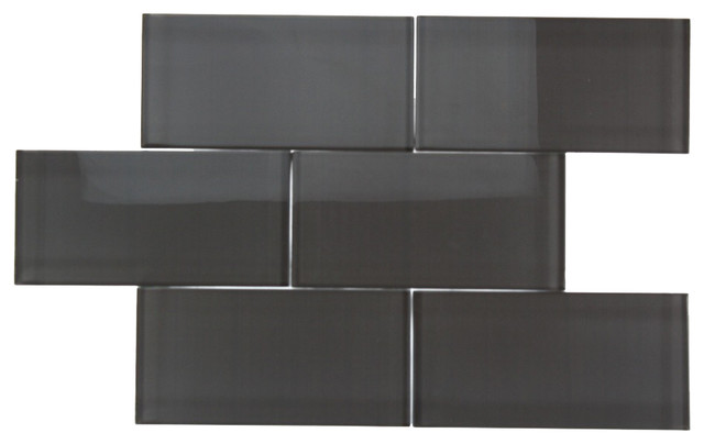 Loft Ash Gray Polished 3x6 Glass Tile