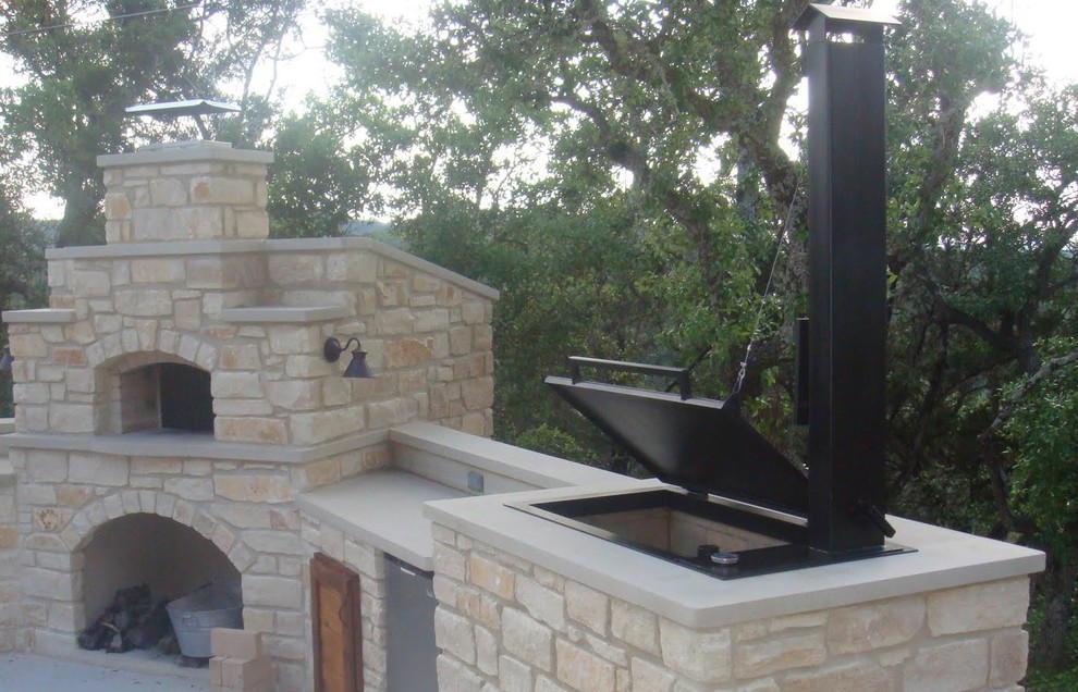 Design ideas for a patio in Austin with an outdoor kitchen.