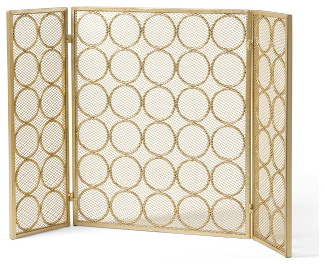 UniFlame Fireplace Screen Mesh Decorative Leaves Free Standing Foldable 3-Panel