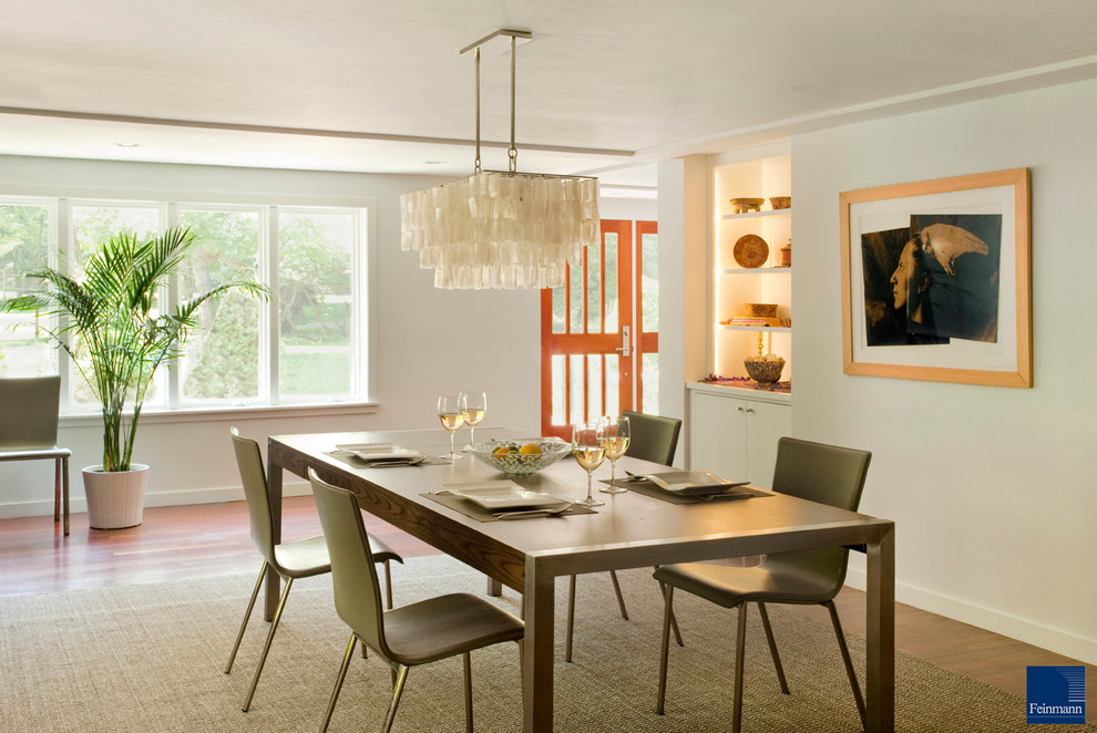 This is an example of a modern dining room in Boston.