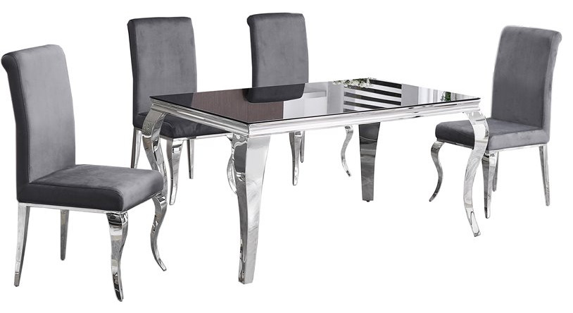 Best Master Furniture Tristian 5 Piece Stainless Steel Dining Set in Gray