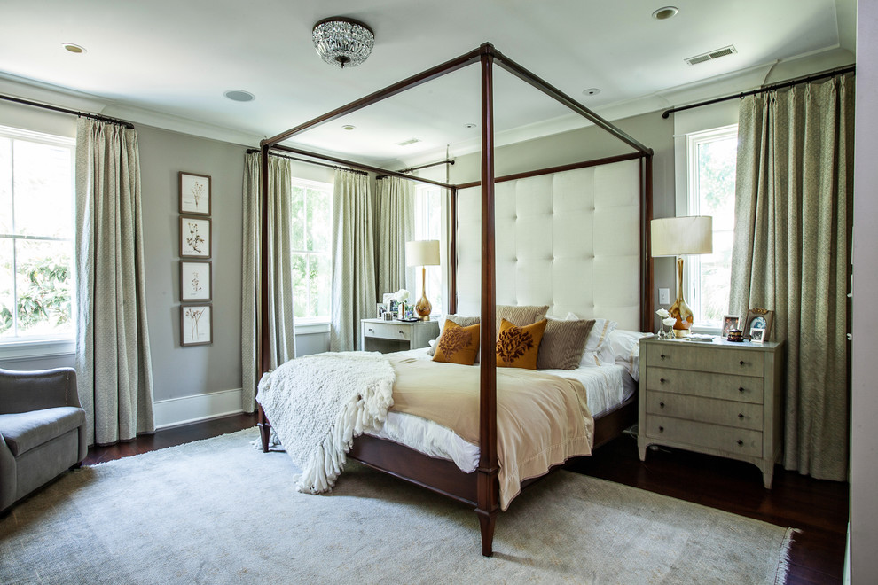Photo of a contemporary bedroom in Charleston with grey walls.