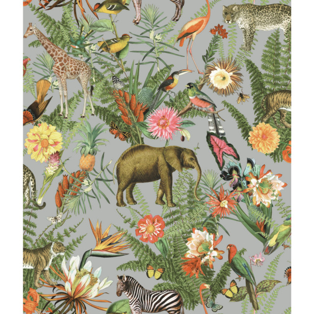 Tropical Zoo Peel and Stick Wallpaper Tropical Wallpaper by York Wallcoverings Inc Houzz
