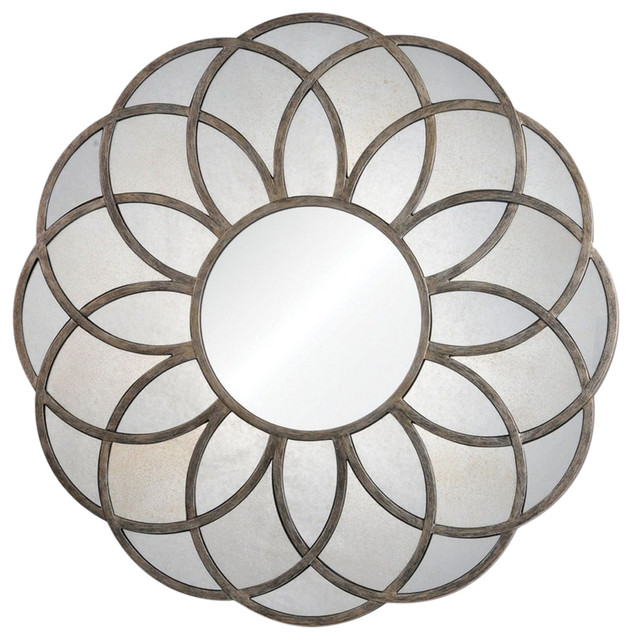 Flora 40 Large Round Framed Mirror Antique Gold Leaf Farmhouse Round Framed Mirror Antique Gold Leaf