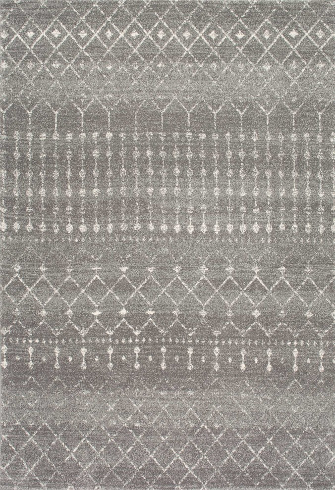 Moroccan Blythe Contemporary Area Rug, Dark Gray, 2'x3'
