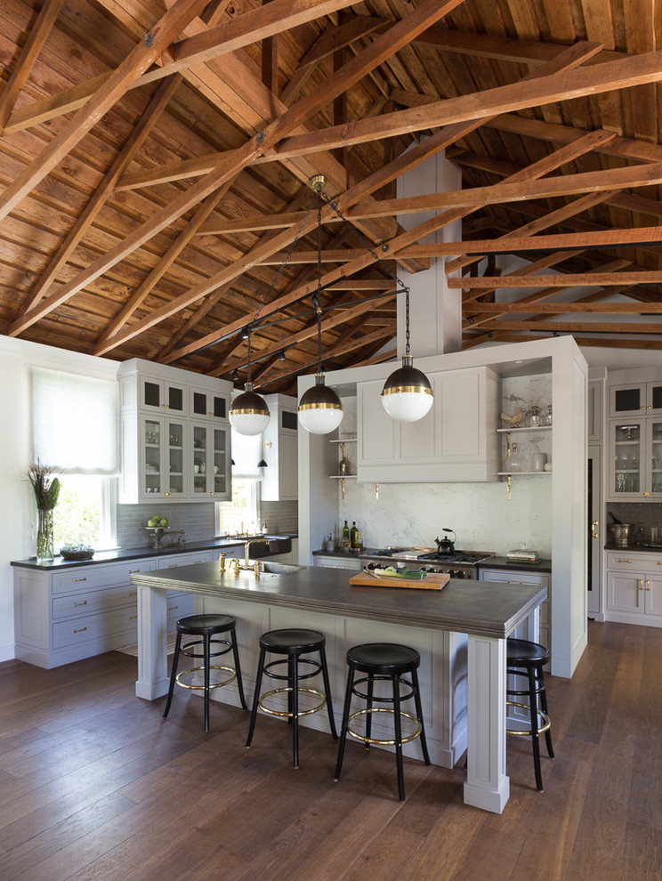 Inspiration for a transitional open concept kitchen remodel in San Francisco with an island