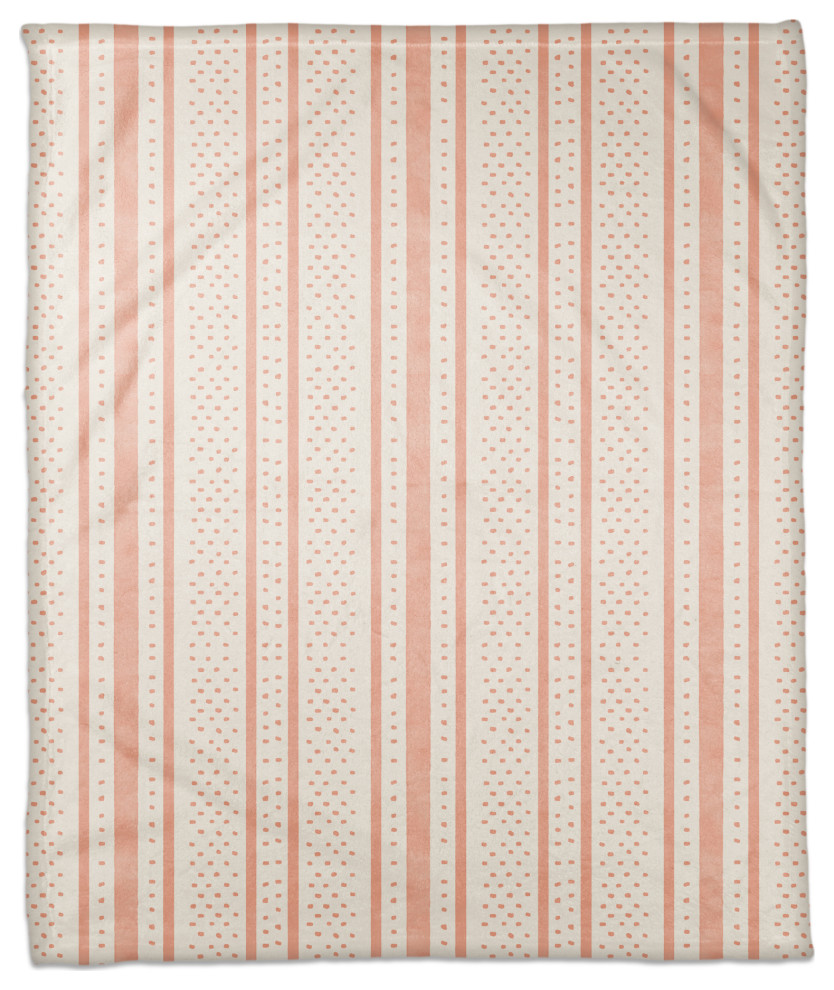 Watercolor Stripes Dots 50x60 Throw Blanket, Orange