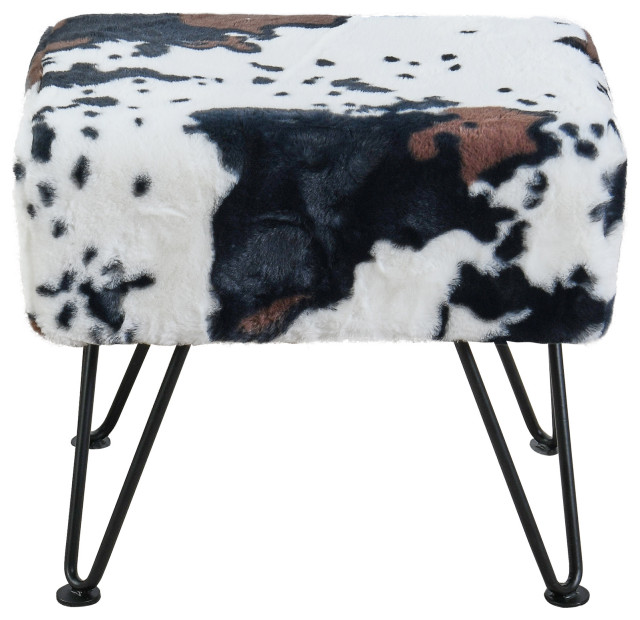 Cows Flowers Rectangle Ottoman, Cows Flowers, 19x13x17