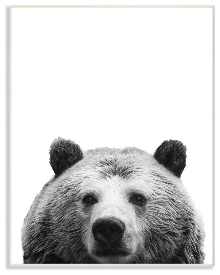 Black and White Large Bear Head Animal Design, 10"x15"