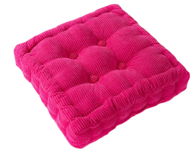 Square Thicken Cushion Tatami Floor Cushion, Car Pillow, Rose Red