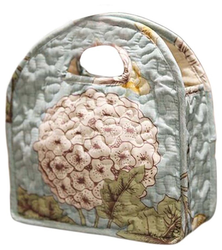 Handbag Lunch Bag Pink Flower Handmade Cotton Shopping Bag Lunch Tote Bag