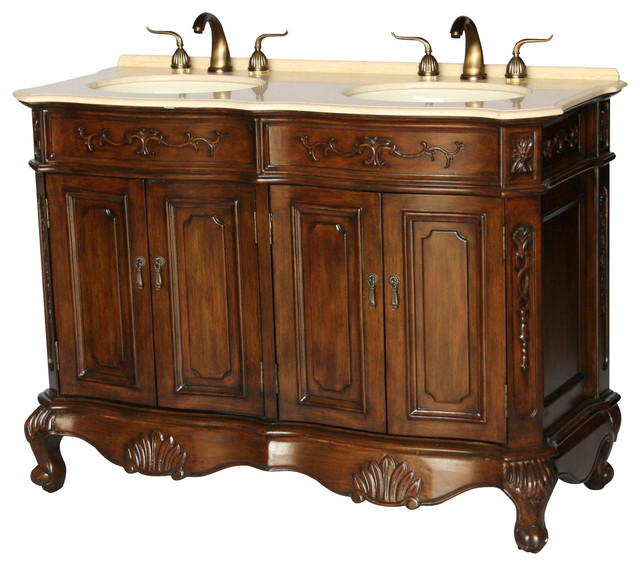 50 Antique Style Double Sink Bathroom Vanity Model 5000 Be