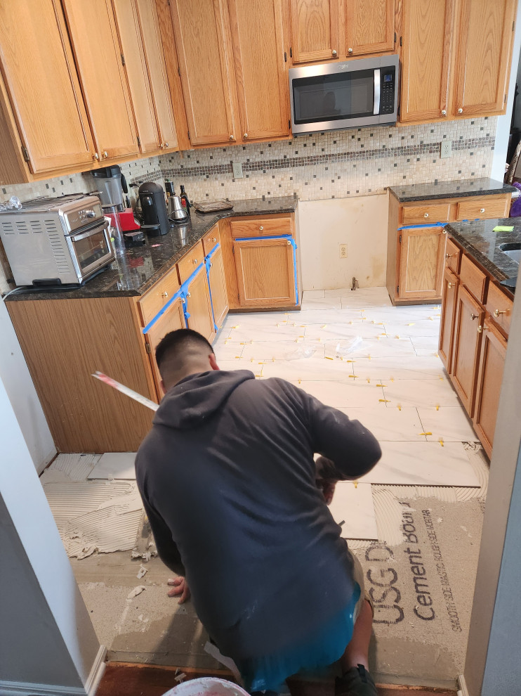 New Interior Kitchen Floor and Baseboard