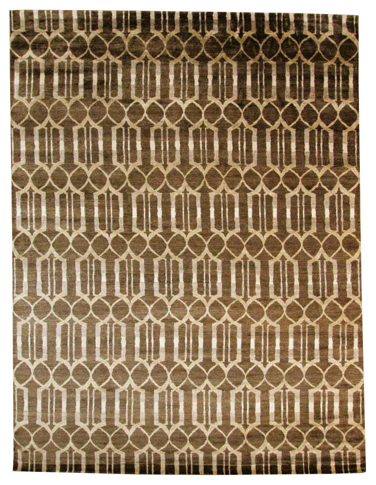 8'10x11'9, Handmade Luxury Modern Rug, 8'10x11'9 Contemporary Area