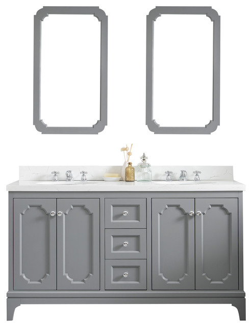 60 Wide Cashmere Gray Double Sink, 60 Inch Double Sink Bathroom Vanity Gray