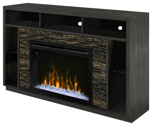 Joseph Media Console Electric Log Fireplace Black Steel Finish Joseph Media Console Electric Log Fireplace Black Steel Finish Transitional Entertainment Centers And Tv Stands By Virventures
