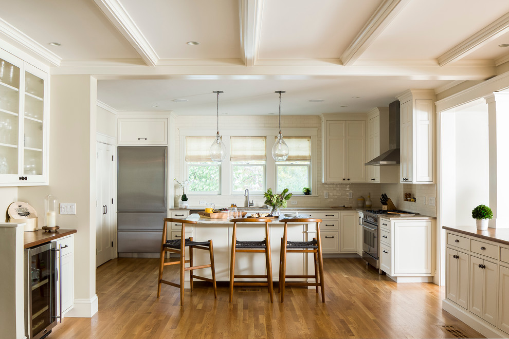 Transitional kitchen in Providence.