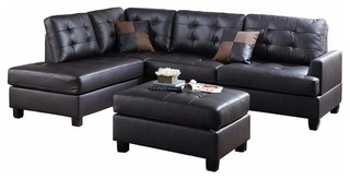 Left or Right Hand Sectional Sofa Set With Chaise and Ottoman in Faux ...