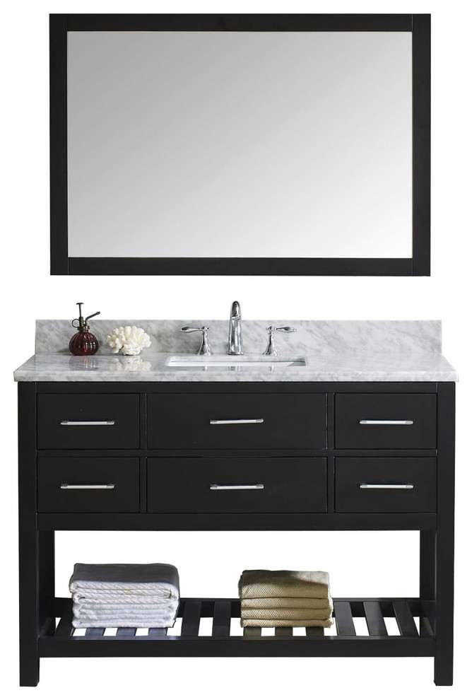 Virtu Caroline Estate 48" Single Bathroom Vanity, Espresso With Faucet