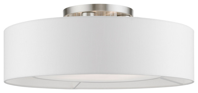 Gilmore 4 Light Semi-Flush Mount, Brushed Nickel with Shiny White ...