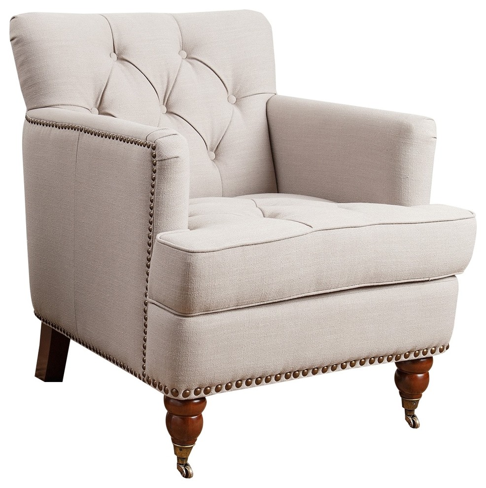 Abbyson Living Tafton Beige Linen Club Chair Traditional