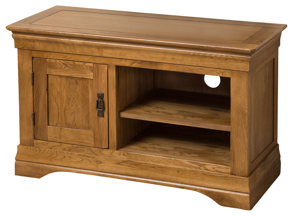 French Chateau Solid Oak TV Cabinet, Rustic, Small ...