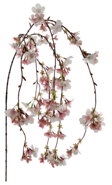 Silk Cherry Blossom Branch 60" Realistic Hanging Look Wedding Decor, Pink White,