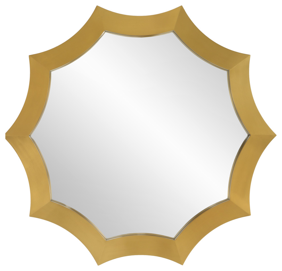 Flare Brushed Brass Round Mirror Contemporary Wall Mirrors by Ownax Houzz