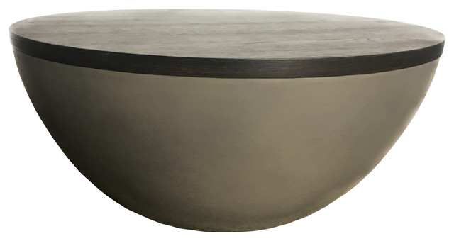 Dazzling modrest coffee table Modrest Marie Modern Concrete And Brown Oak Round Coffee Table Industrial Tables By Vig Furniture Inc Houzz