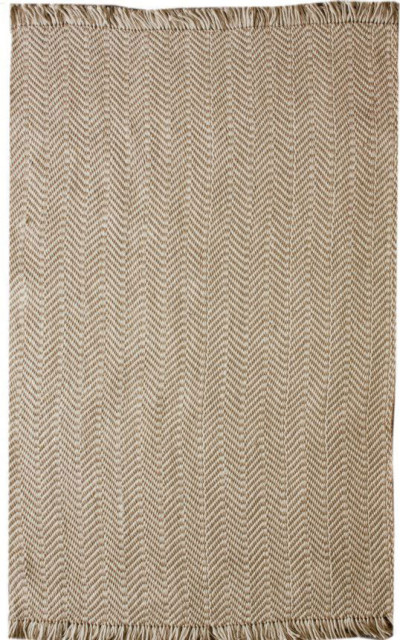 Wavy Chevron With Tassel Area Rug, Natural, 7'6"x9'6"