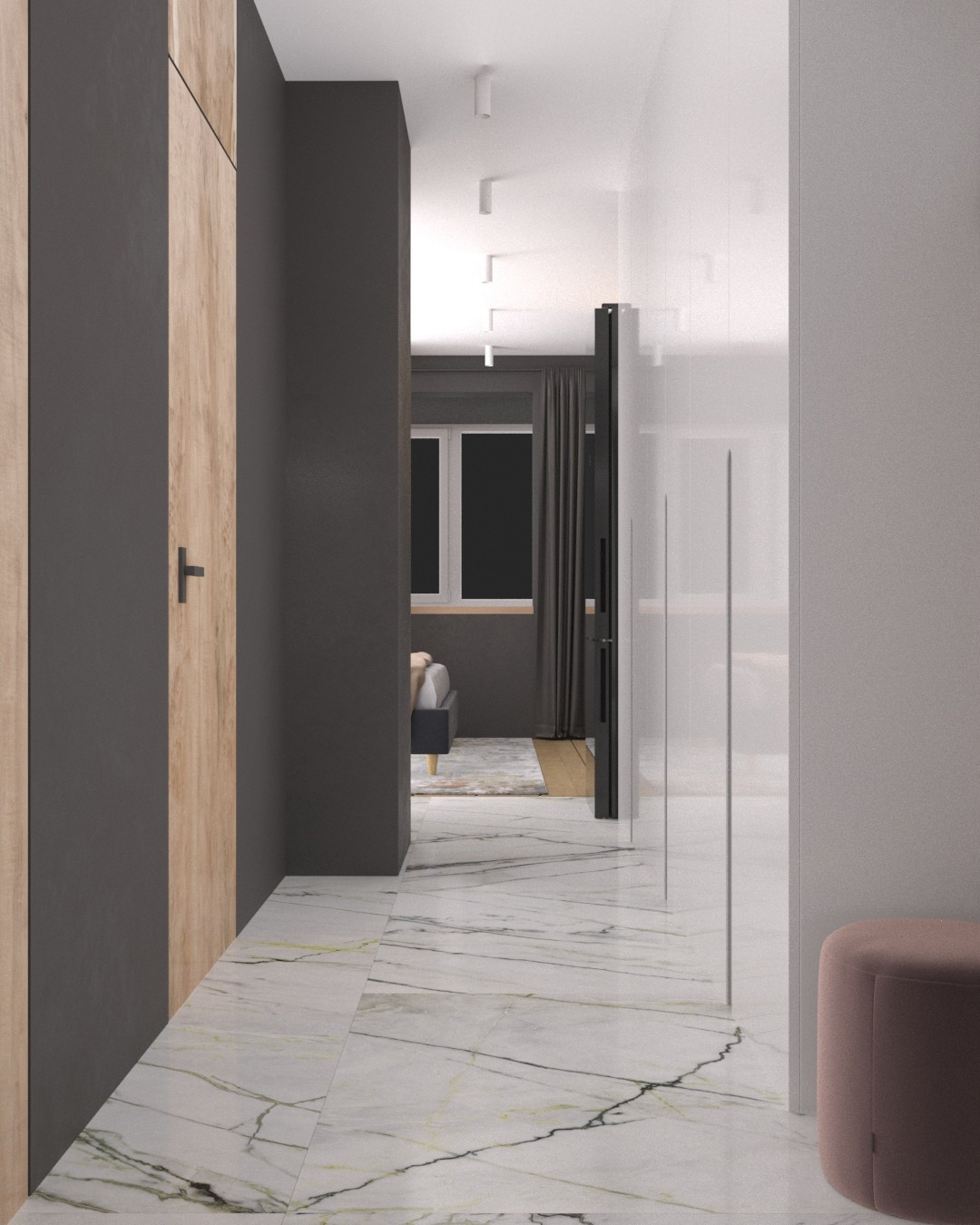 Студия в современном стиле, с уклоном в лофт