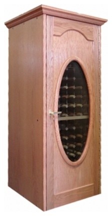 VINO-250NAP-CN 250 Napoleon Oak Wine Cooler Cabinet with Oval Beveled Glass  Che