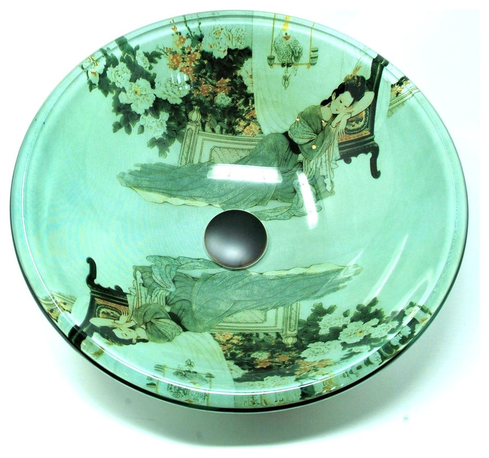 Fontaine by Italia Geisha Glass Vessel Bathroom Sink Asian Bathroom