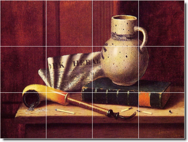 William Harnett Still Life Painting Ceramic Tile Mural #51, 32"x24"