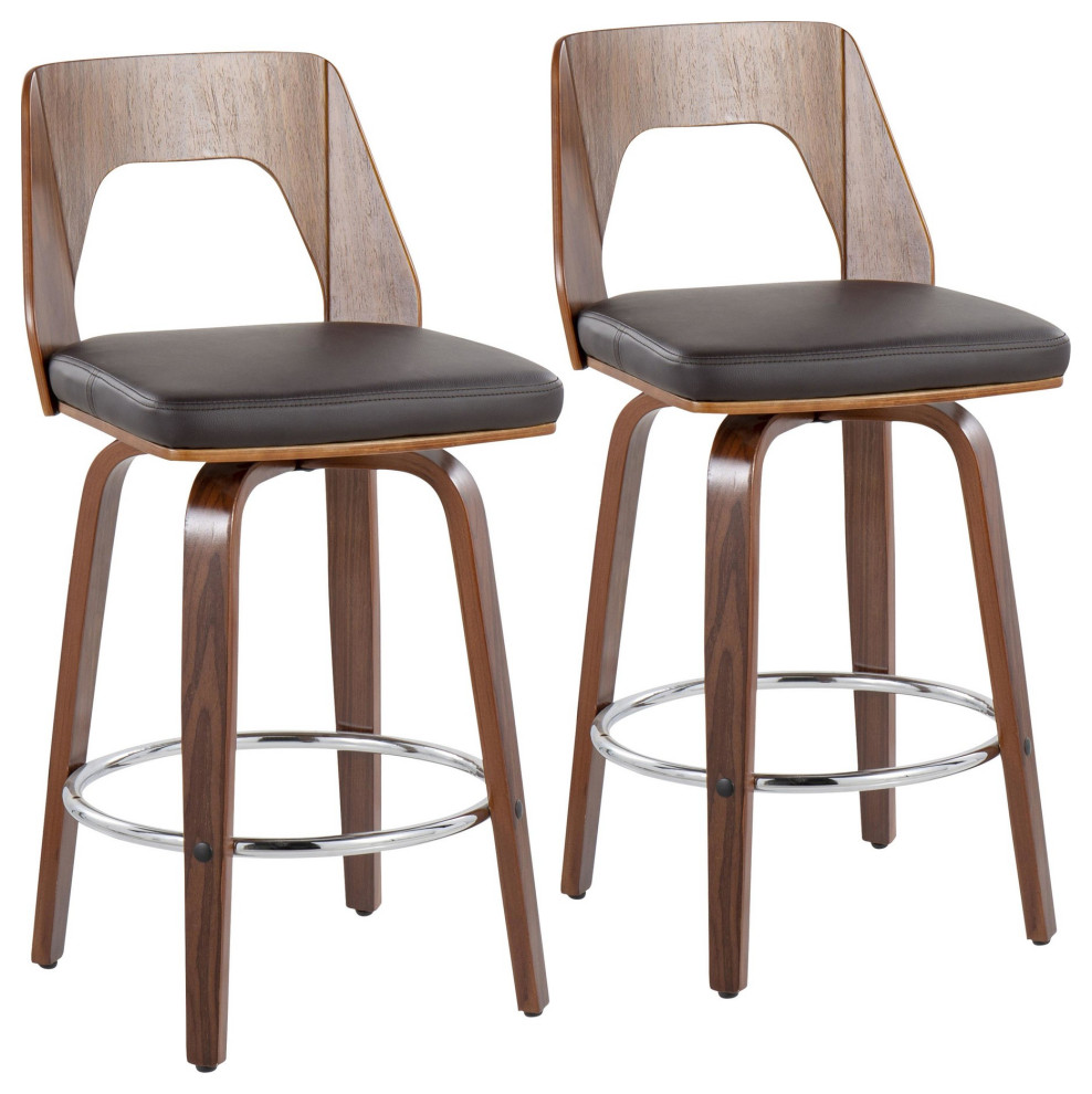 Trilogy 24" Counter Stool, Set of 2 Midcentury Bar Stools And