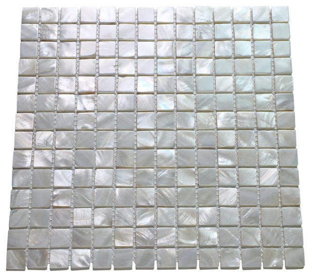 Oyster Mother of Pearl Square Shell Mosaic Tiles, Set of 10