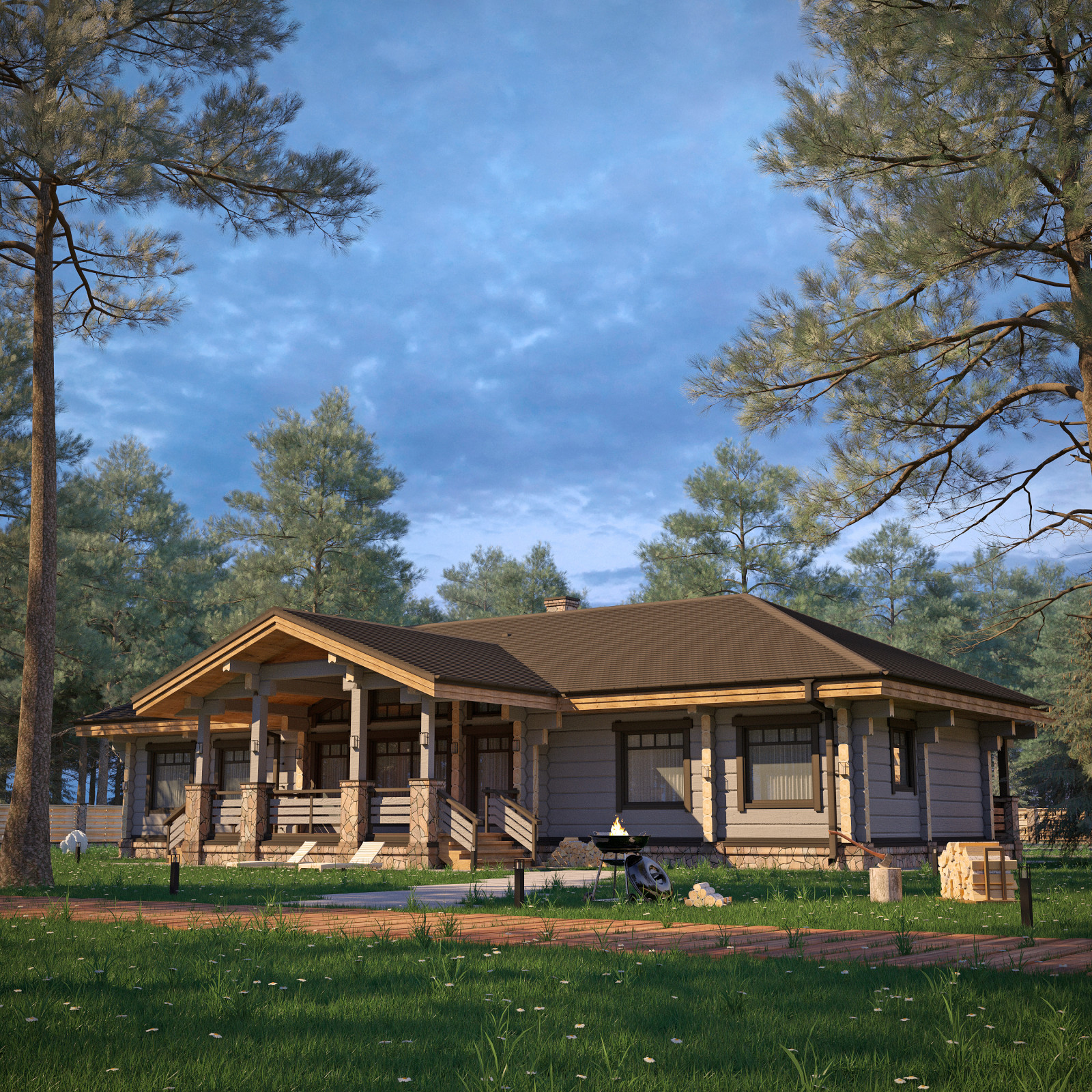 Проект дома из кедрового лафета 215кв.м.