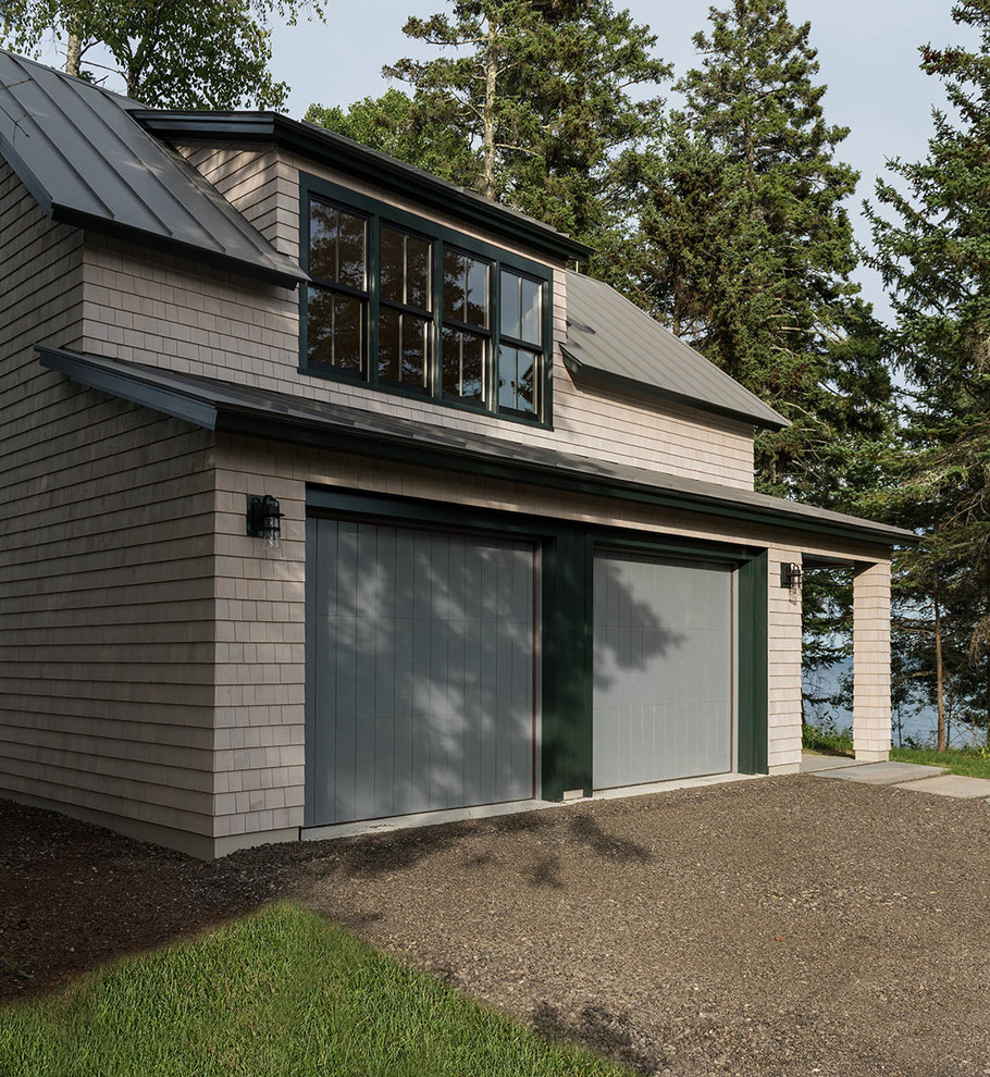 Large beach style detached two-car garage in Portland Maine.
