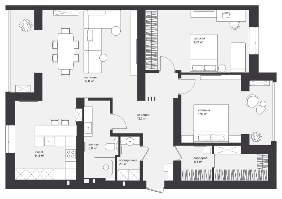Современная квартира 100 кв.м.